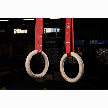 Купить Кольца гимнастические 32 мм красные стропы в Отрадном 