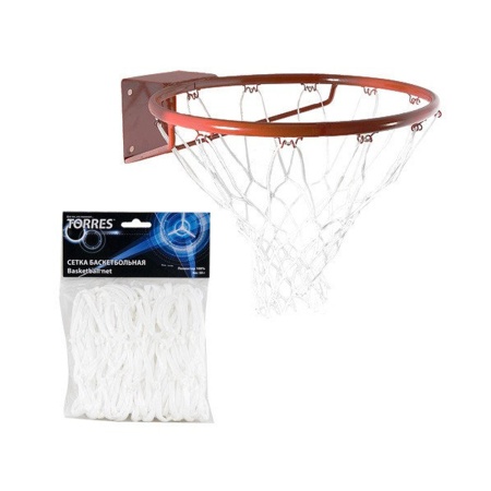 Купить Сетка баскетбольная Torres, нить 4 мм, белая в Отрадном 