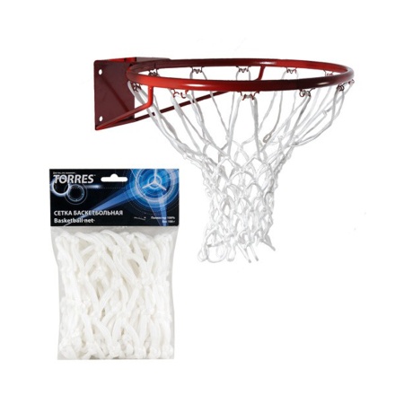 Купить Сетка баскетбольная Torres, нить 6 мм, белая в Отрадном 